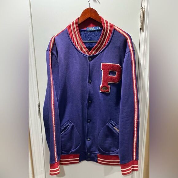 Polo Ralph Lauren Fleece Football Varsity Letterman Jacket Men's XL. - Picture 5 of 8